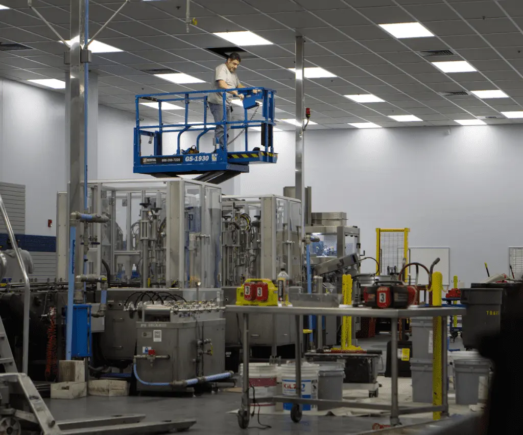 Industrial electrical work in a manufacturing facility